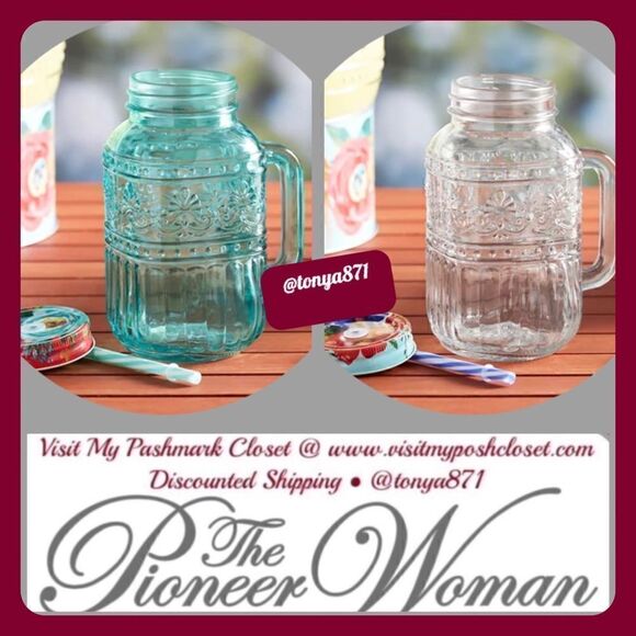 🦋 New Pioneer Woman Cassie Mason Jar Tumblers Gift Set, Set of 2 - Picture 1 of 5